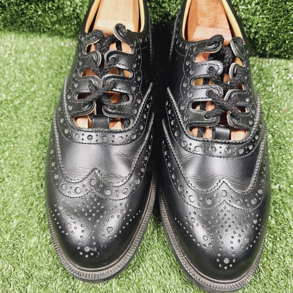 GAELIC THEMES Black Leather Traditional Piper Ghillie Celtic Shoes Mens US 9